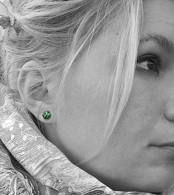 Cercei din rășină - Mămăruțe verde mint - imagine 3
